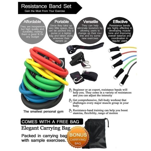 ⚡️13 PCs Exercise Resistance Bands with Handles - Stackable up to 150 lbs - Picture 3 of 4